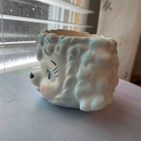 Vintage Relpo SY1533 RARE Baby Blue Big Eye Lamb Head Planter Kitschy - Picture 9 of 9